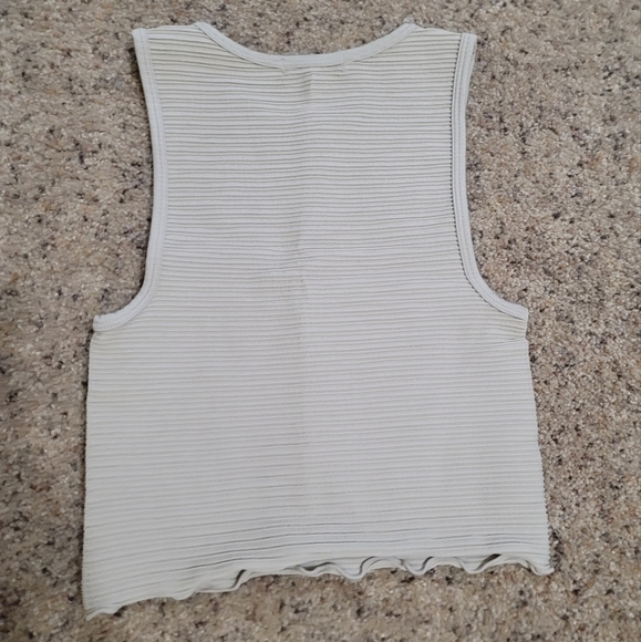 FOREVER 21 Tan Size Small Cropped Lettuce Bottom Top - Picture 3 of 3